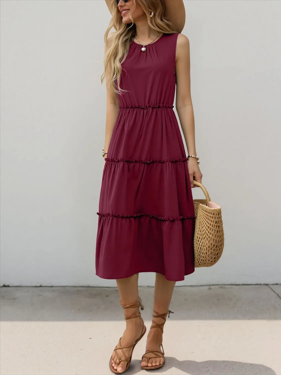 Frill Tiered Midi Dress