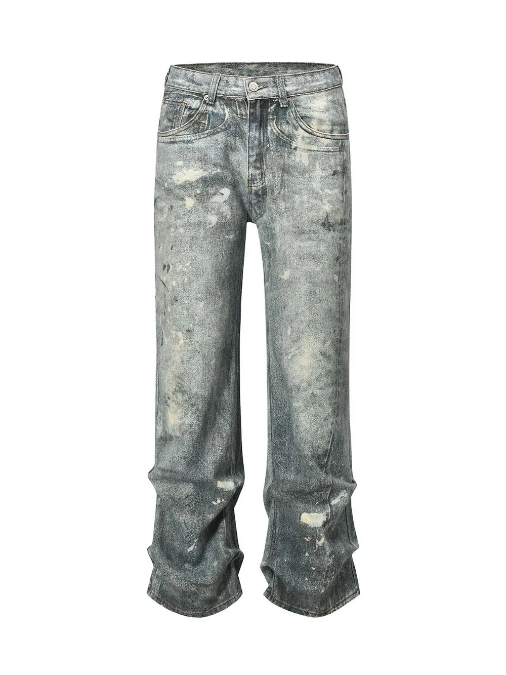 Men's Washed Printed Straight Jeans