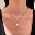 Zircon Pearl Pendant Necklace