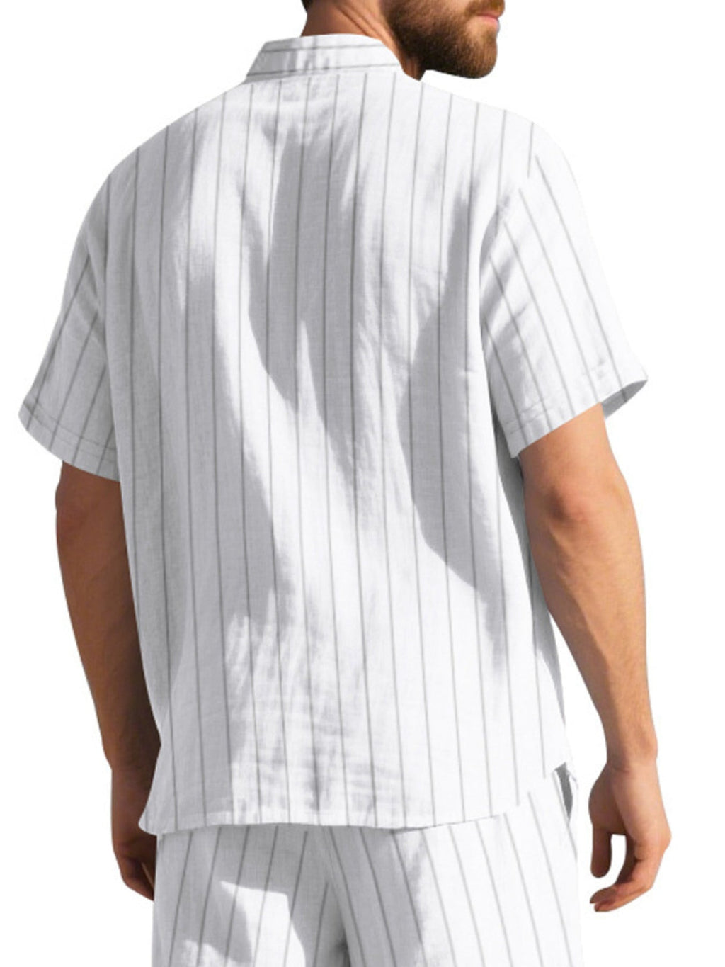 Men's Full Size Casual Striped Short Sleeve Shirt Plus Size