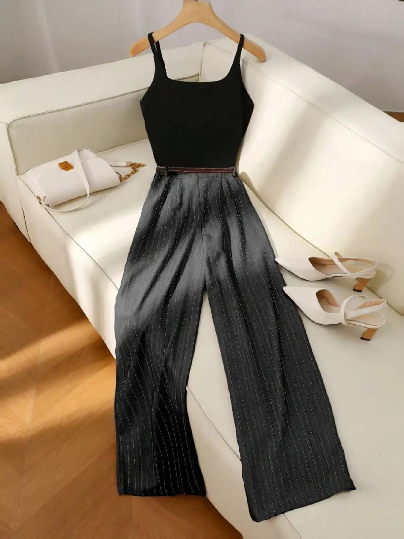 Sleeveless Top and Wide-Leg Pants Set