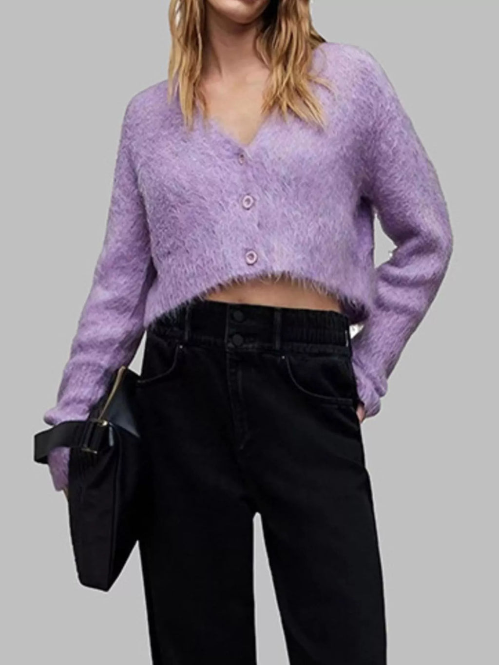 Fluffy Knit Cropped Cardigan