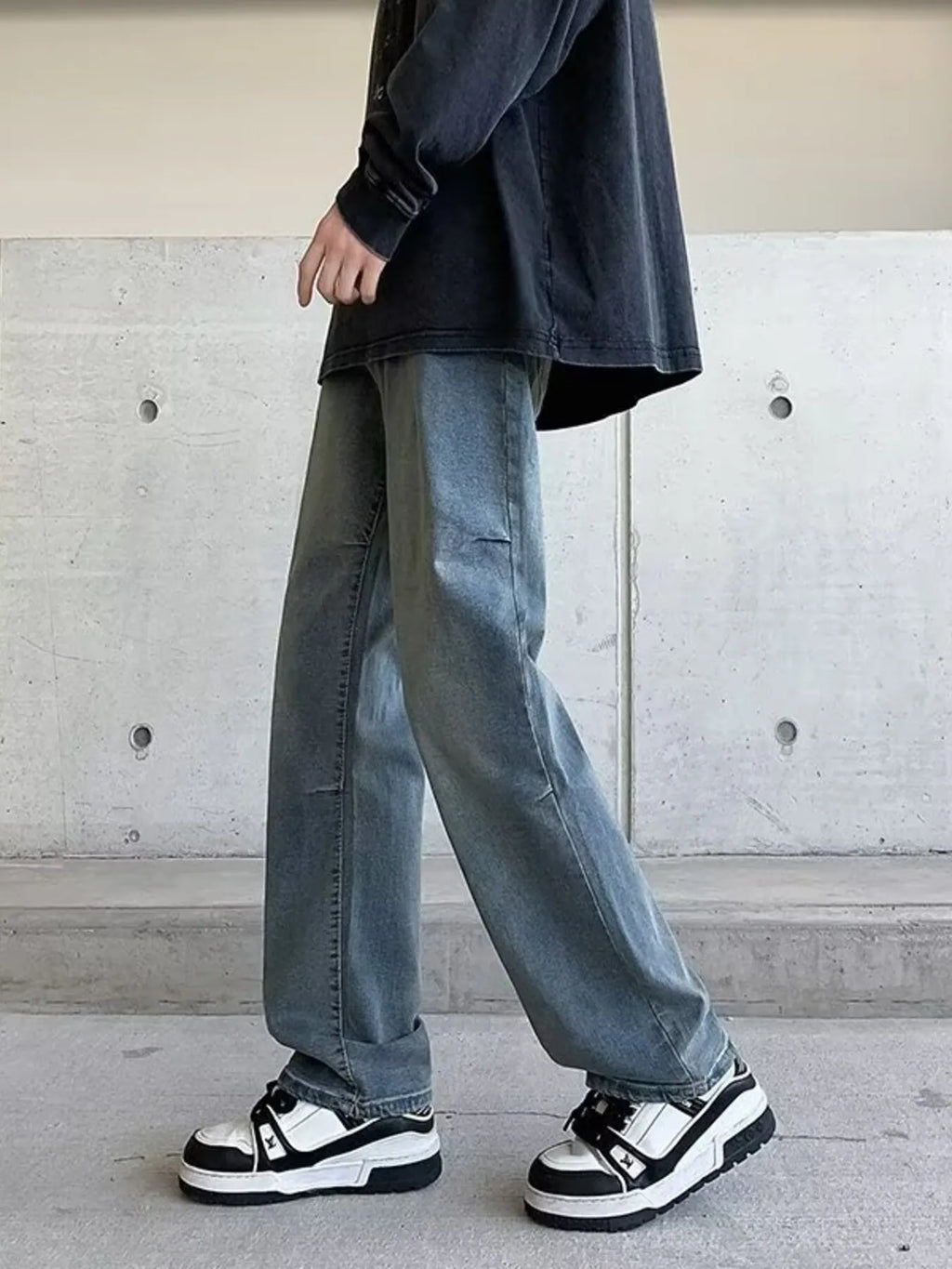 Men's Plus Size Vintage Wash Wide Leg Jeans