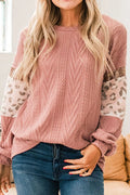 Sequin Leopard Round Neck Long Sleeve Sweater