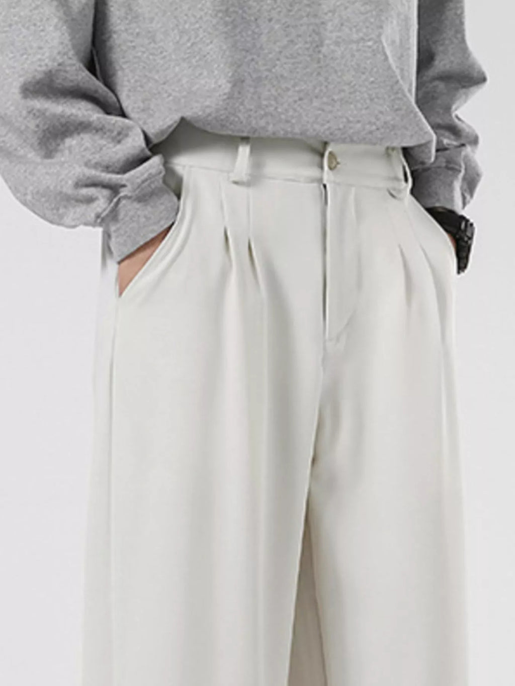 Men's Plus Size Pleated Wide Leg Casual Pants