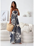 Printed Strapless Wide-Leg Jumpsuit