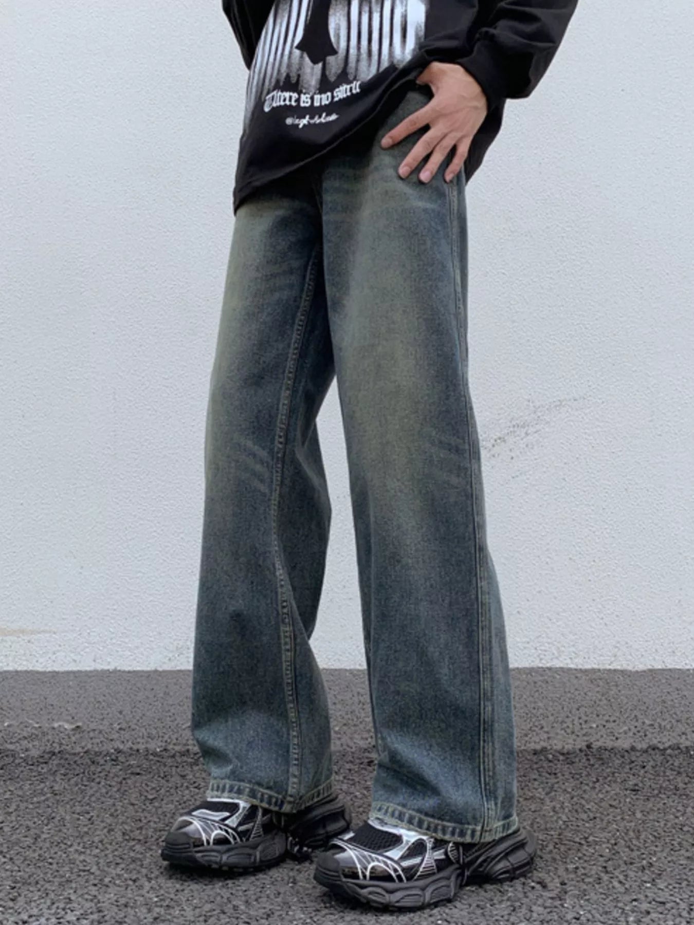 Men's Full Size Wide Leg Washed Jeans Plus Size