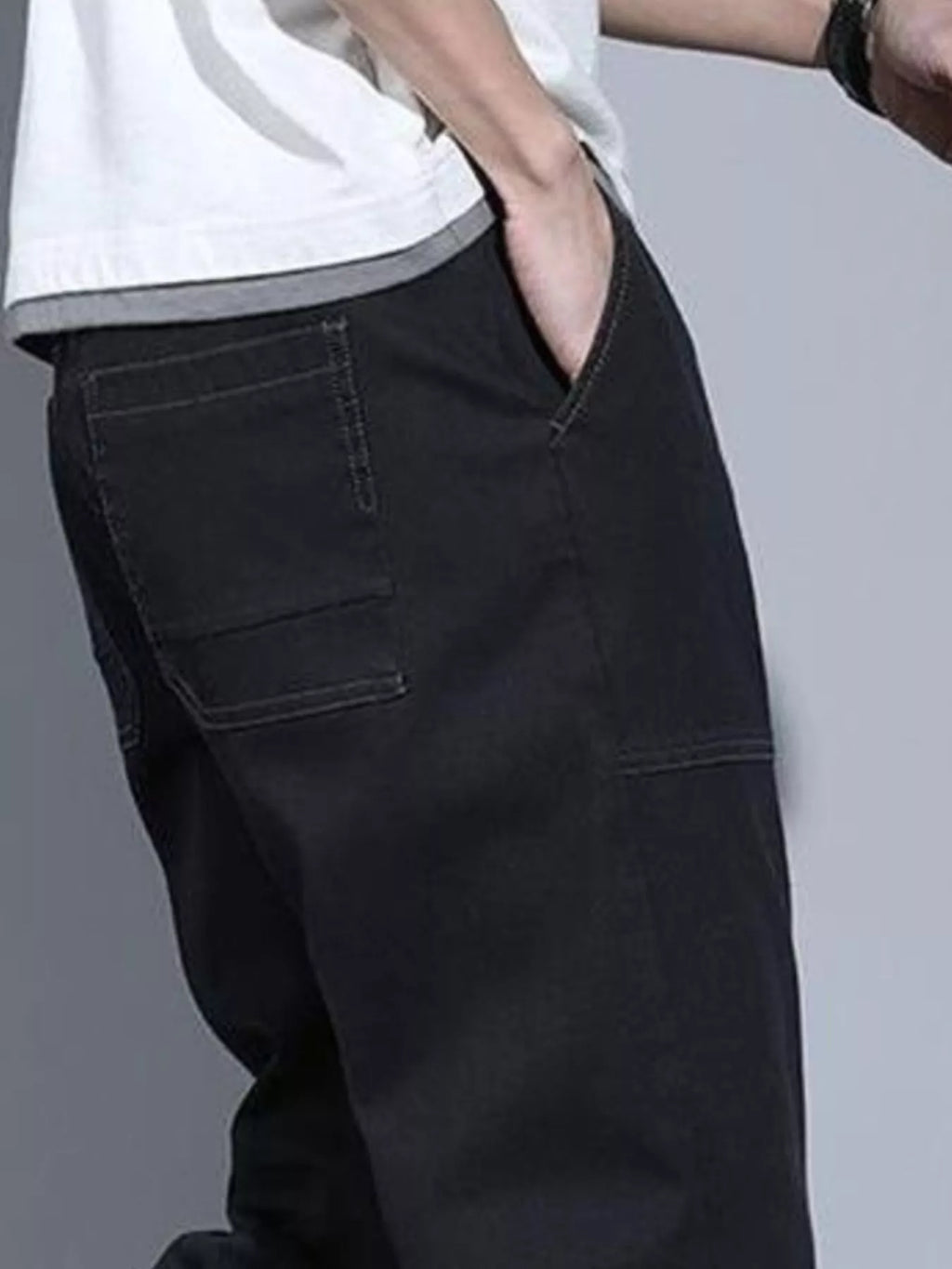 Men's Full Size Casual Drawstring Jeans Plus Size