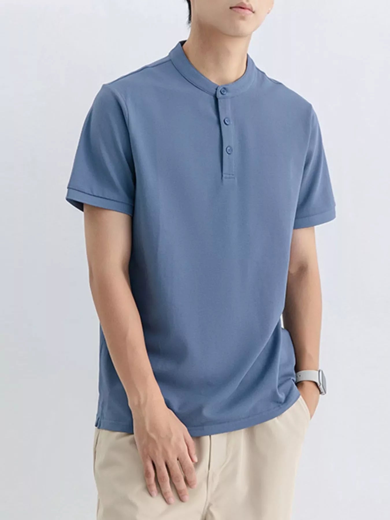 Men's Plus Size Button Detail Short Sleeve T-Shirt