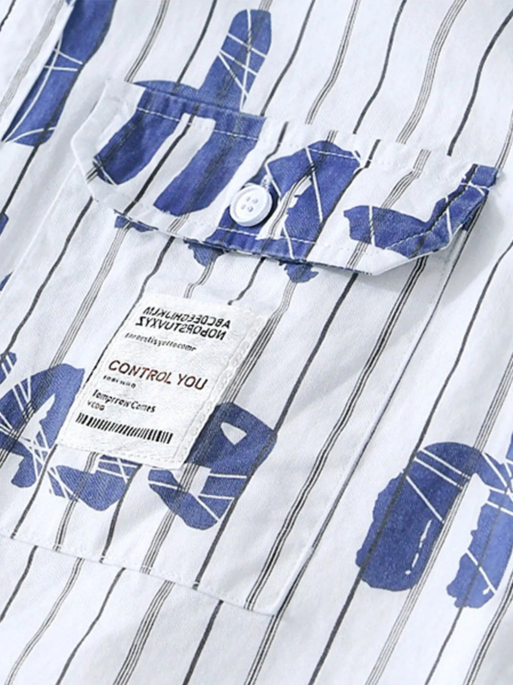 Men's Plus Size Letter Print Striped Short Sleeve Casual Shirt