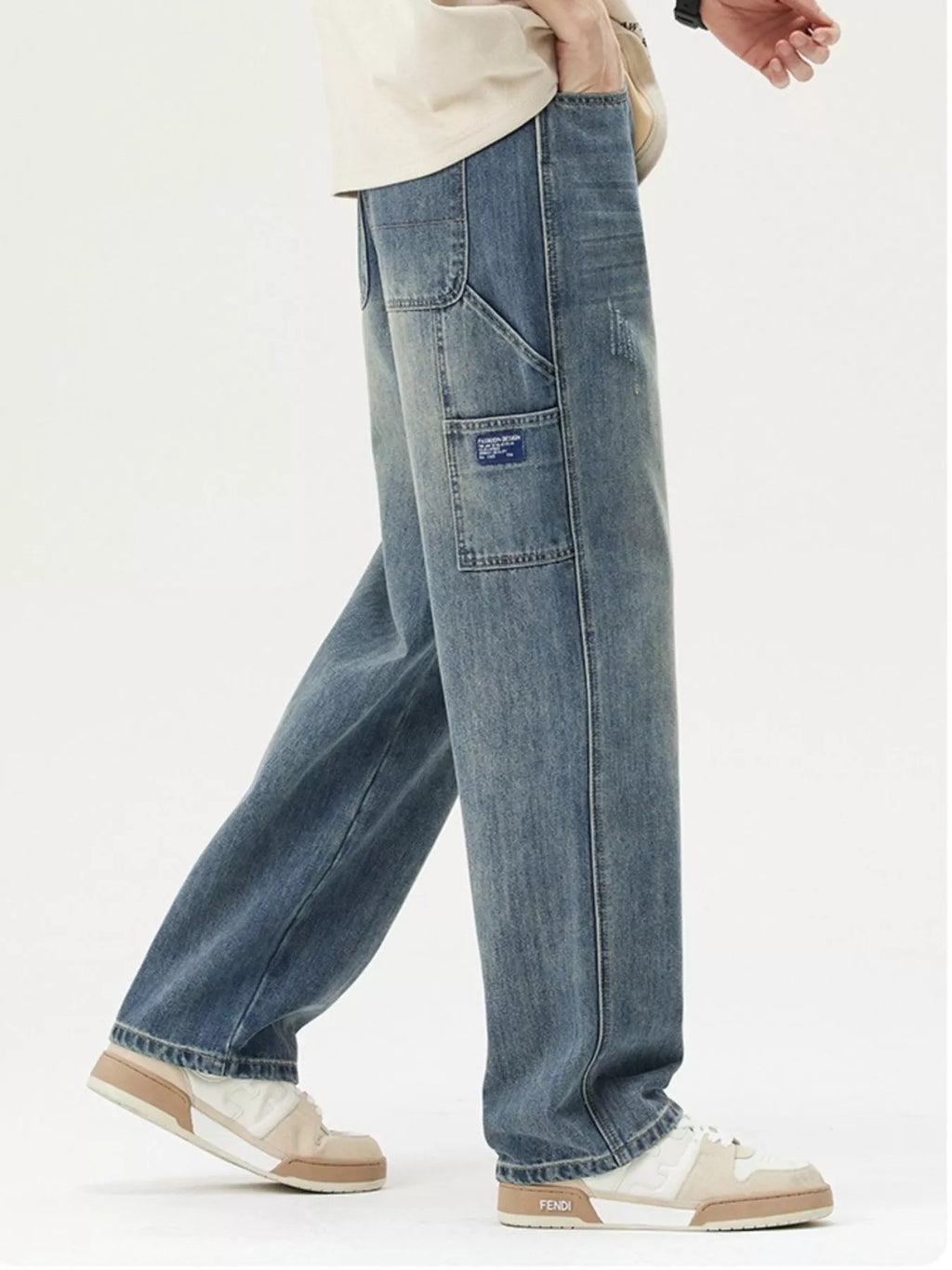 Men's Washed Wide Leg Jeans