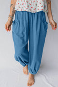 Smocked Waist Casual Jogger Style Pants