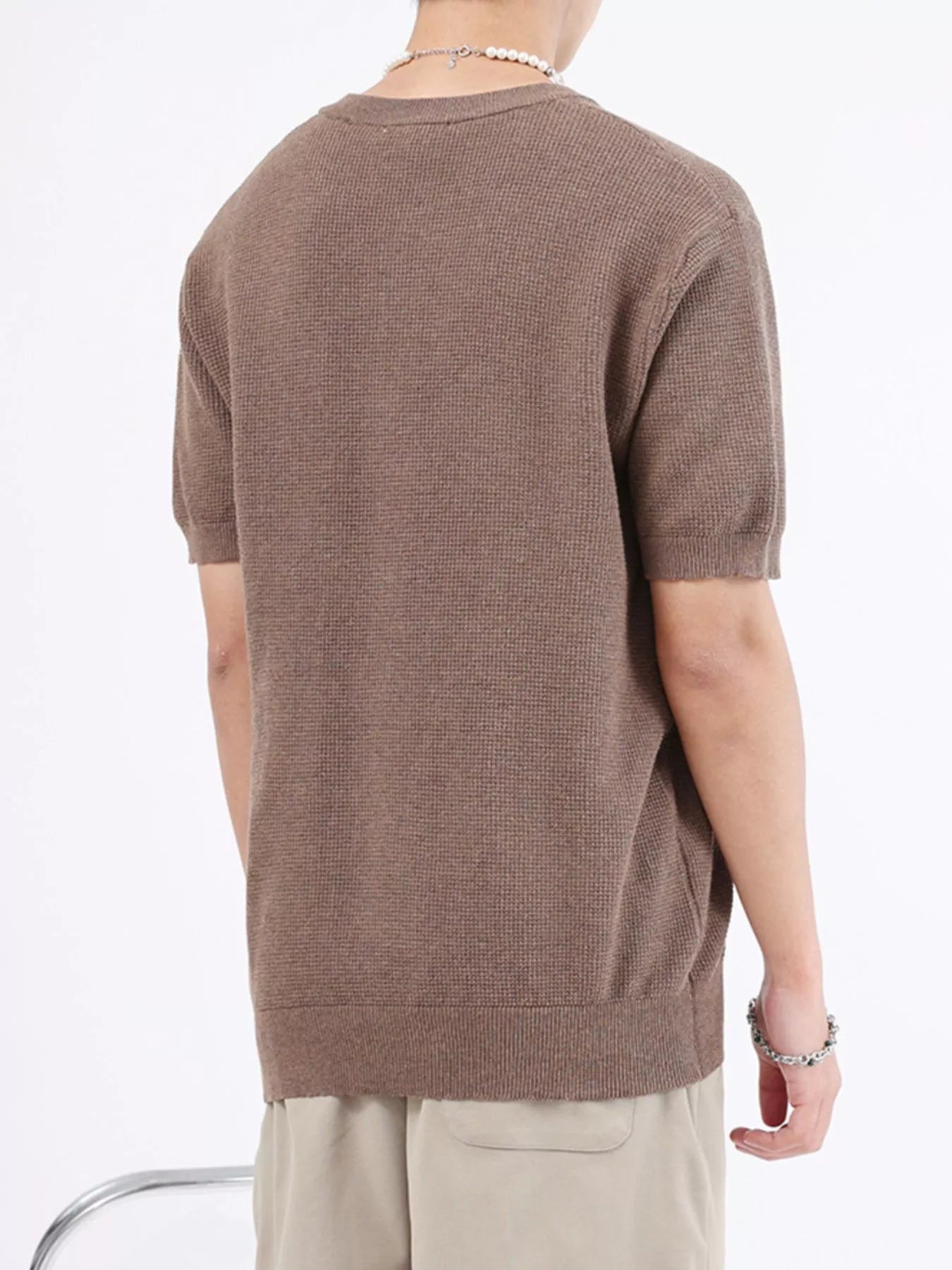 Men's Plus Size Casual Knitted Henley T-Shirt
