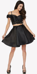 Juliet 790 Cold Shoulder Two-Piece Embellished Short Dress