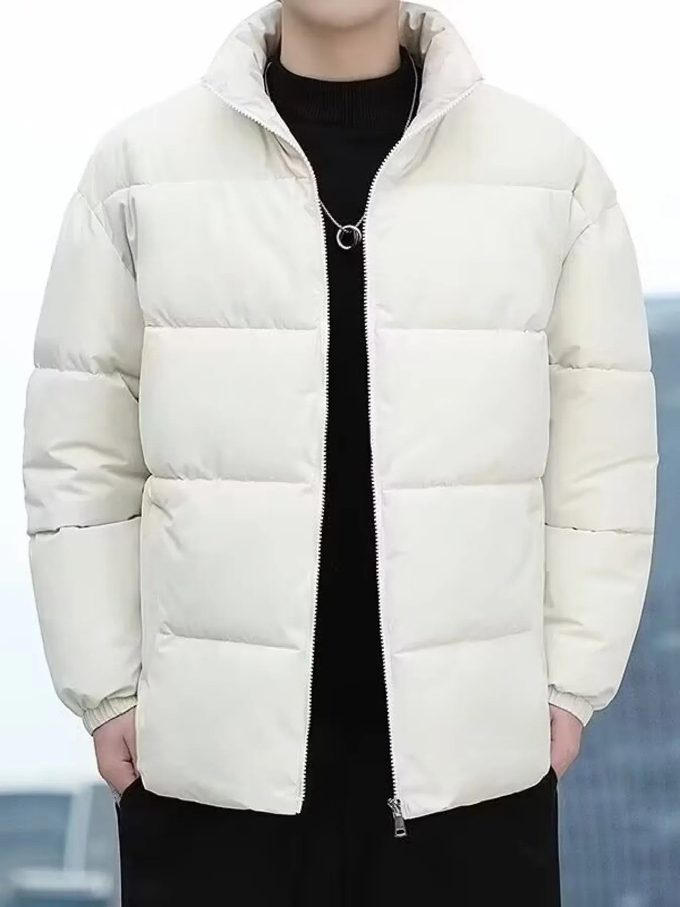 Men's Plus Size Quilted Zip Up Winter Coat
