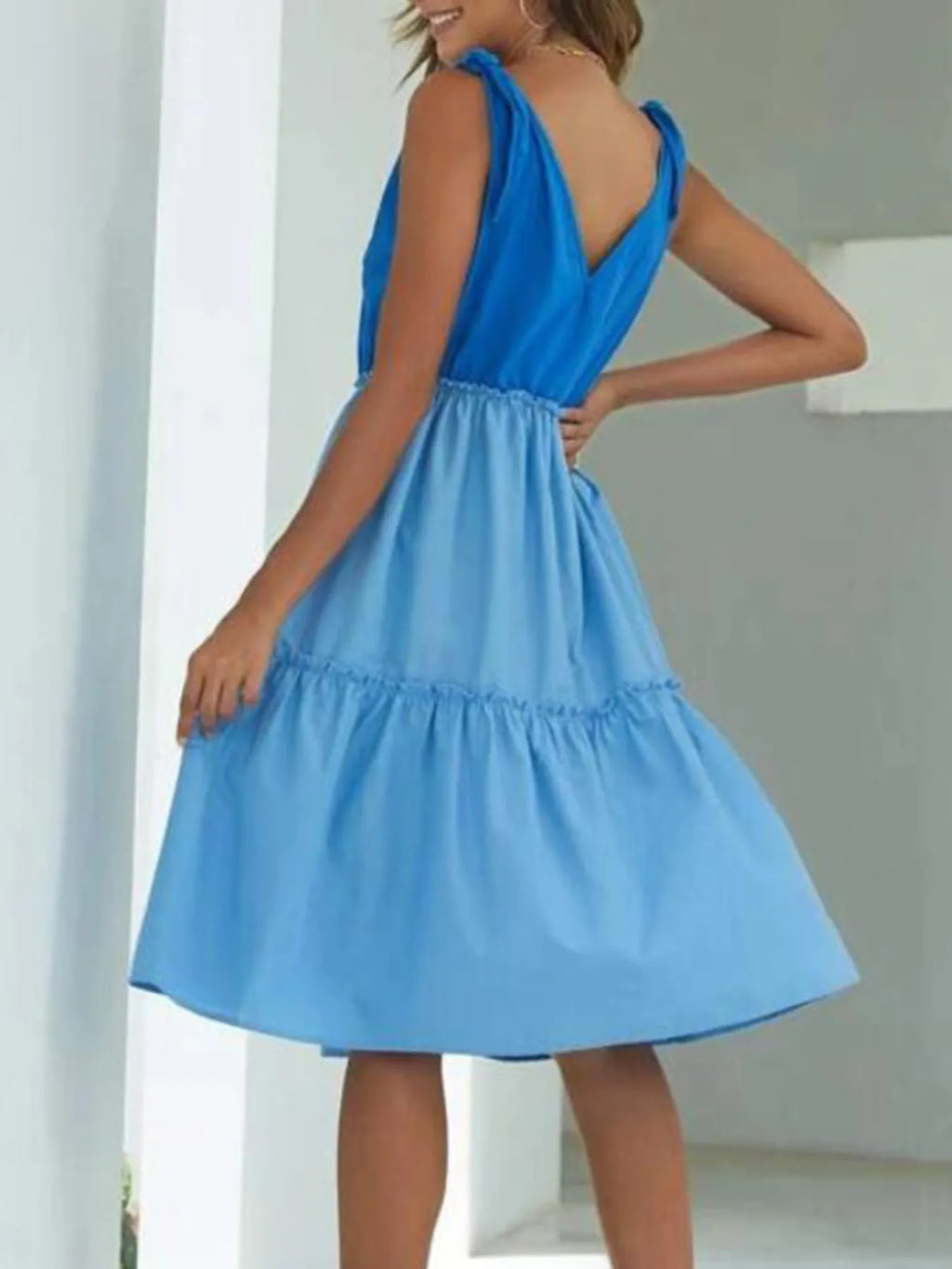 Colorblock Tiered Midi Tank Dress