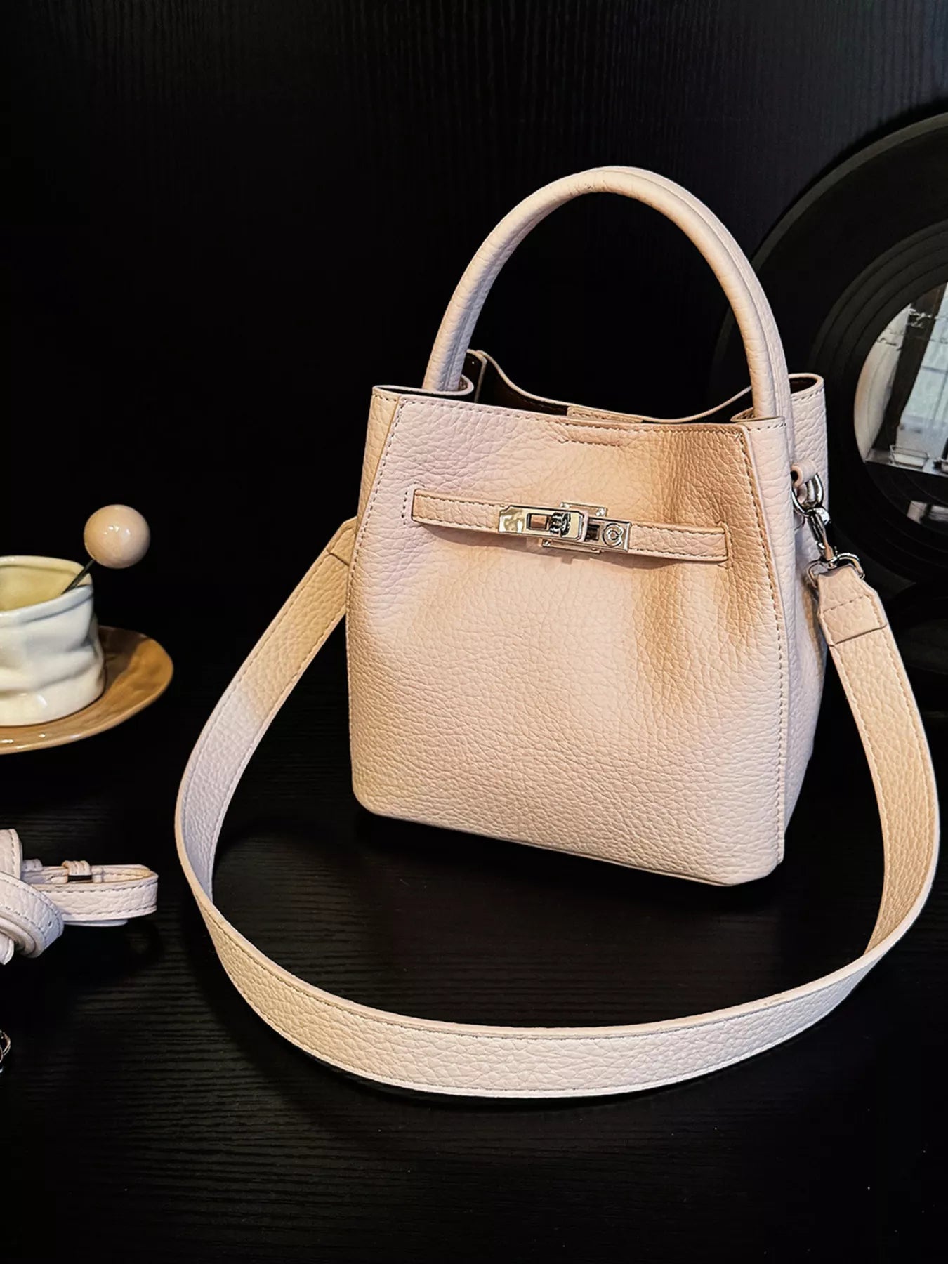 Leather Bucket Crossbody Bag