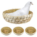 Aemygo 4 Pcs Bird Nest Handmade Woven Small Animal Breeding Nest Bed with Corn Leaves Flat Base Natual Straw Bird House Cage Accessories for Dove Pigeon Parrot Sparrow
