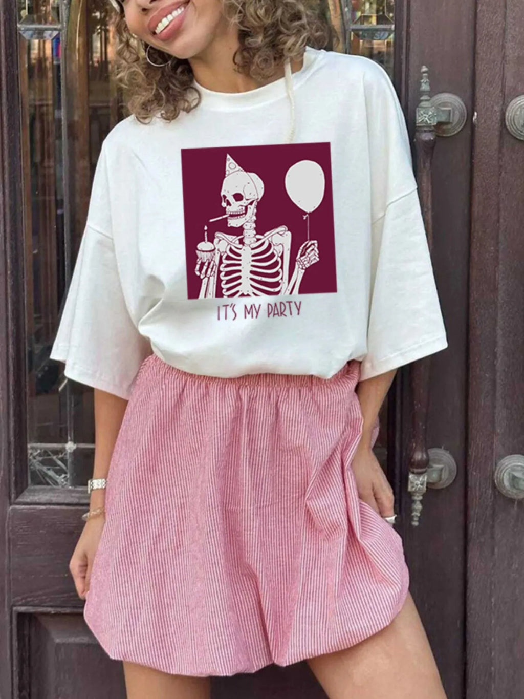 Plus Size Graphic Round Neck Half Sleeve T-Shirt