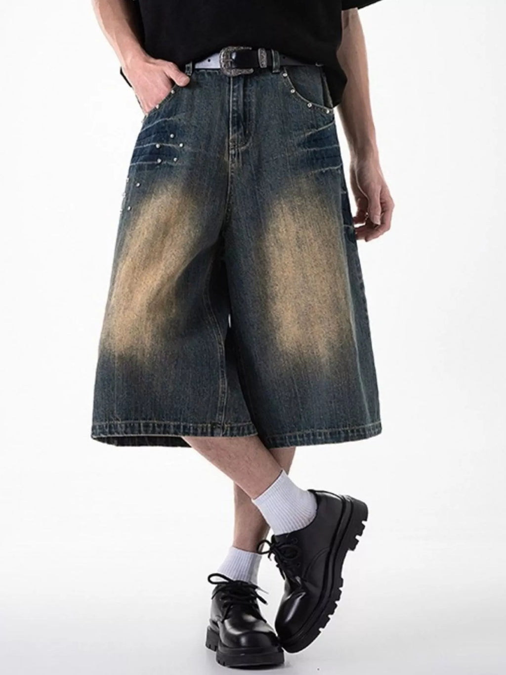 Men's Plus Size Wide Leg Denim Shorts