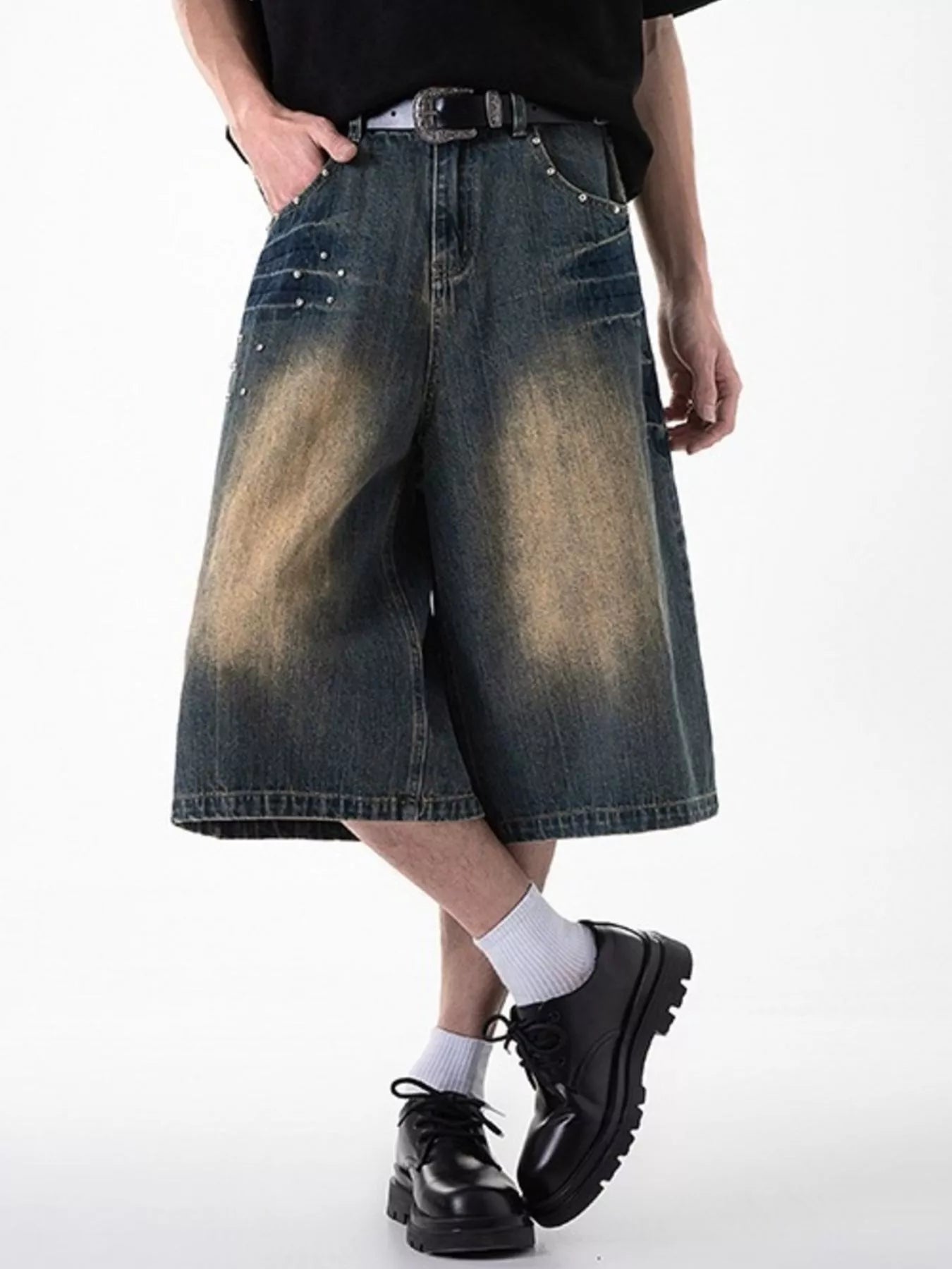 Men's Plus Size Wide Leg Denim Shorts