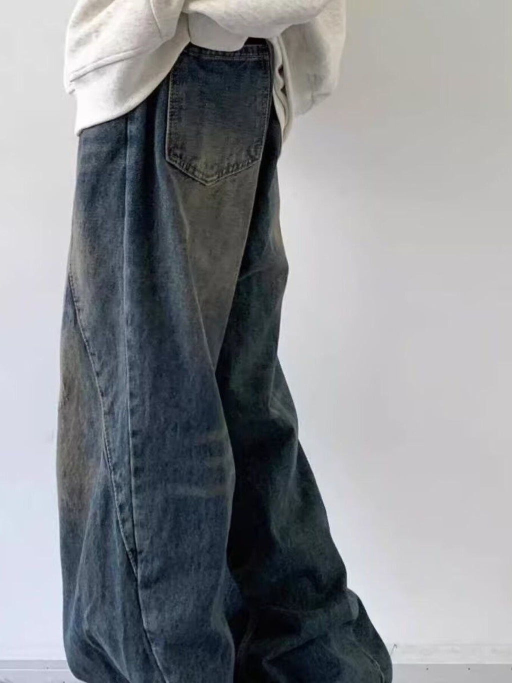 Men's Full Size Vintage Wash Wide Leg Jeans Plus Size