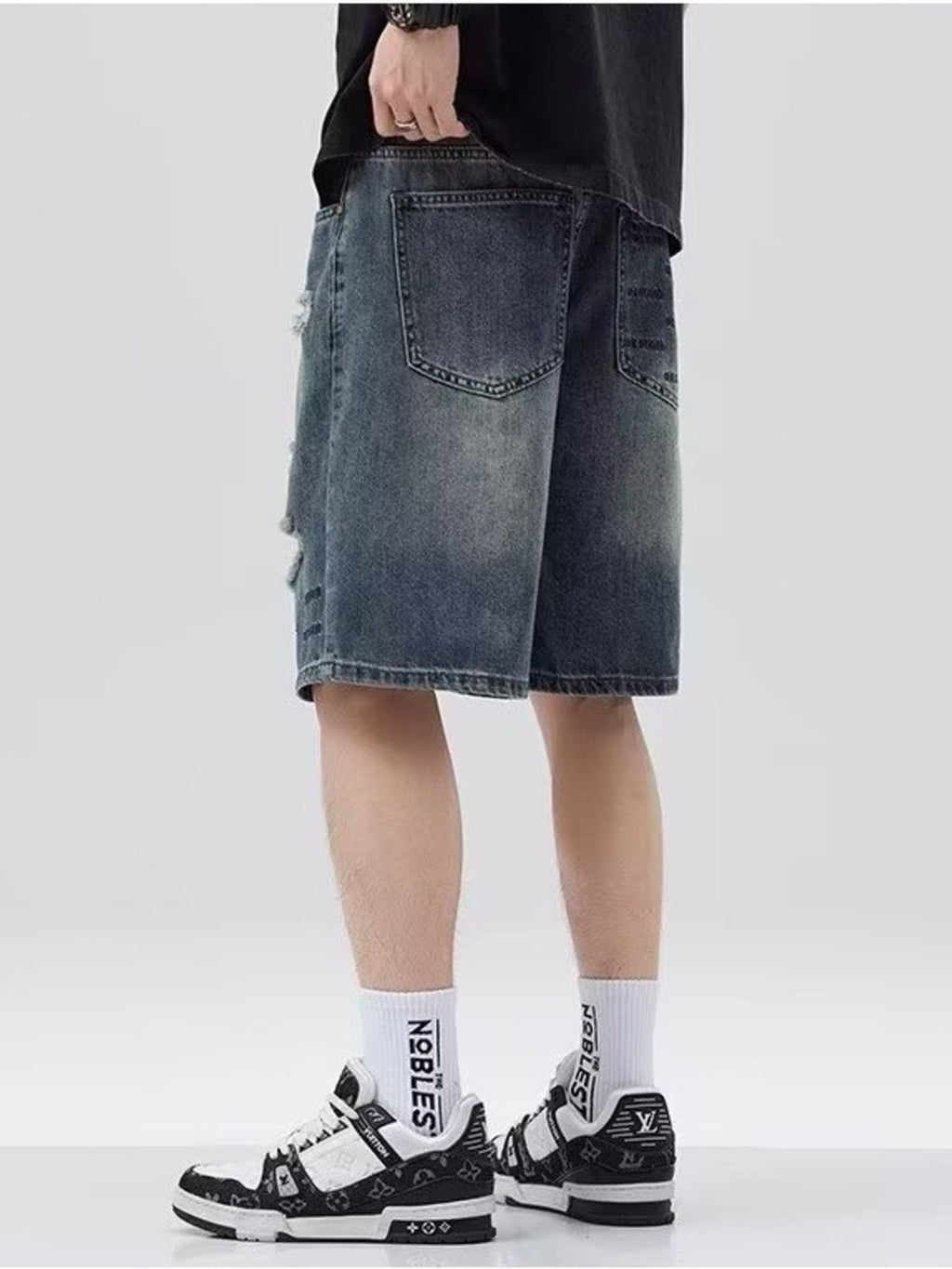 Men's Plus Size Distressed Denim Shorts
