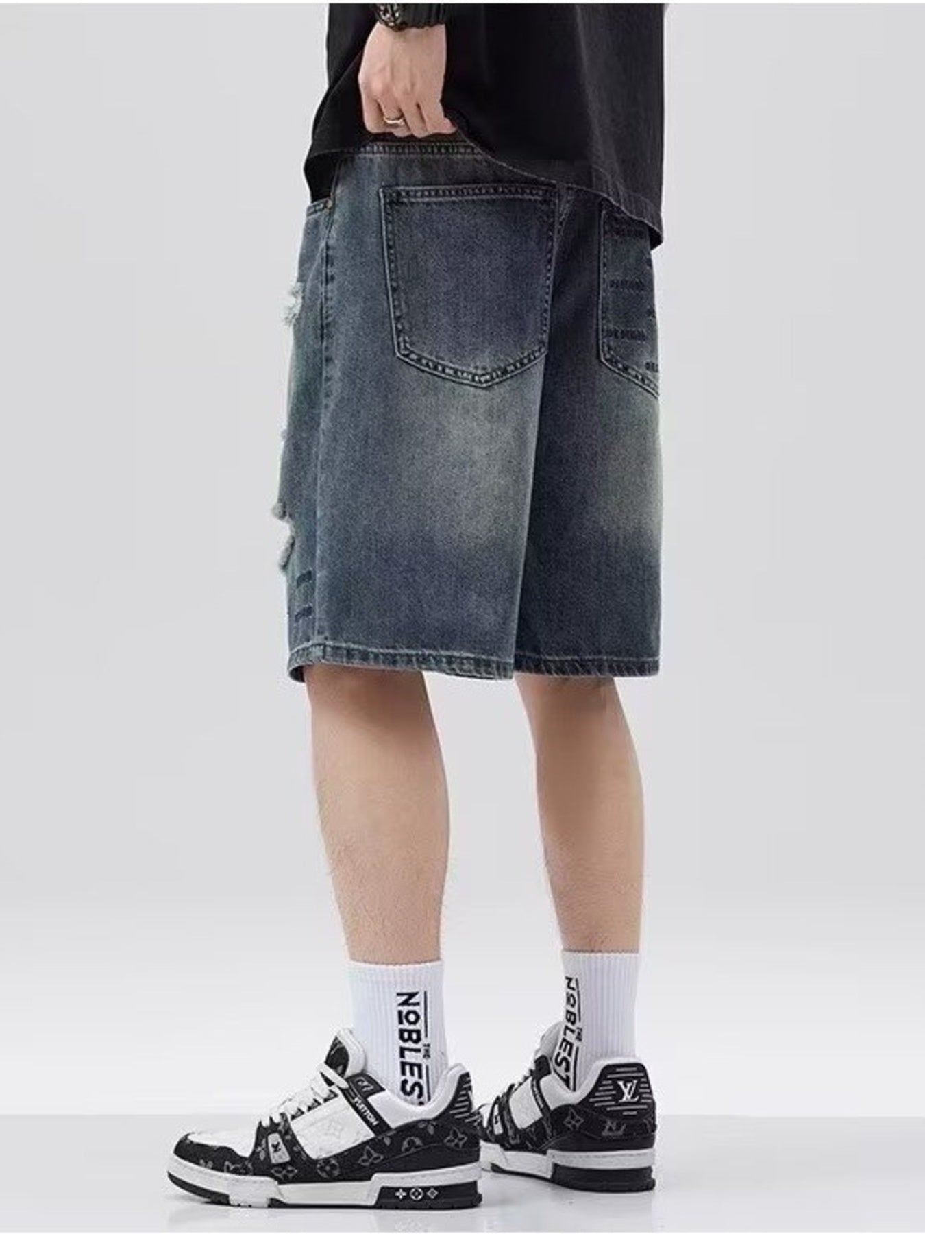 Men's Plus Size Distressed Denim Shorts
