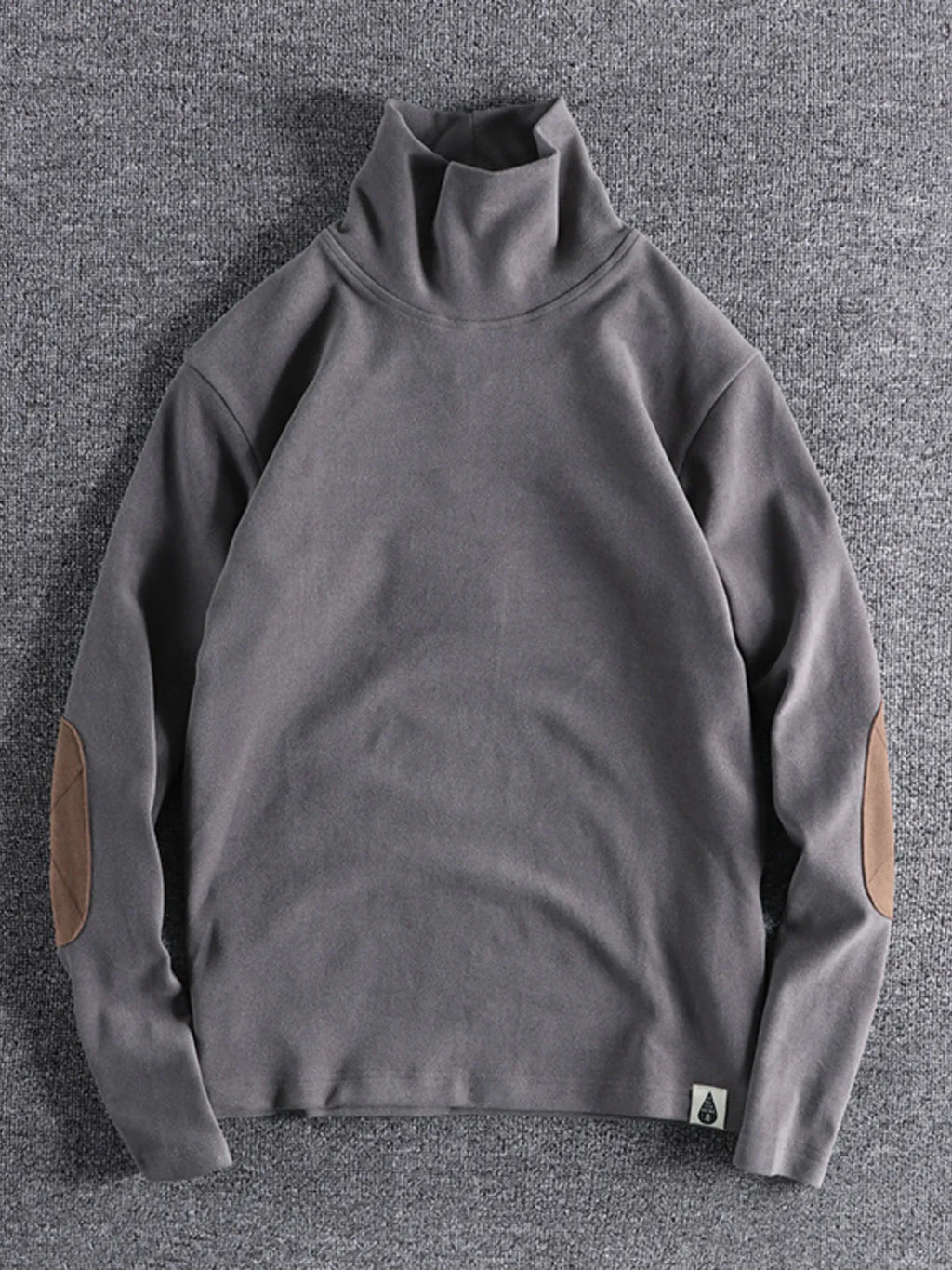Men's Turtleneck Long Sleeve Top with Patches