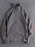 Men's Turtleneck Long Sleeve Top with Patches