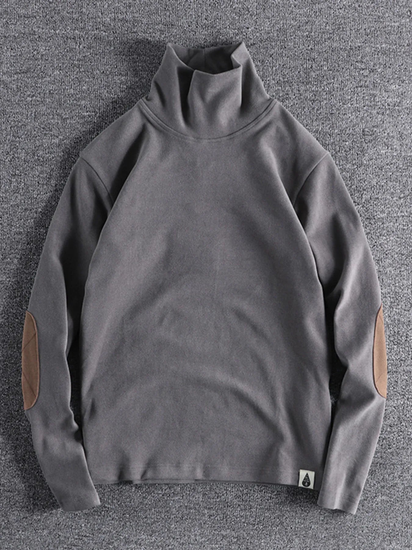 Men's Turtleneck Long Sleeve Top with Patches