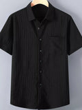 Men's Plus Size Textured Button Up Short-Sleeve Shirt
