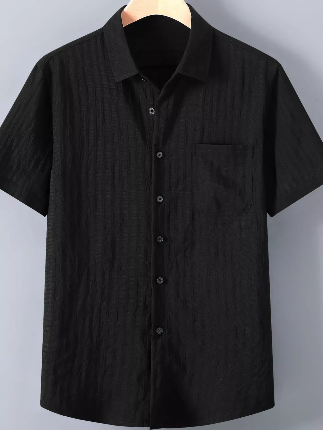 Men's Plus Size Textured Button Up Short-Sleeve Shirt