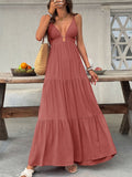 Deep V-Neck Tiered Maxi Dress