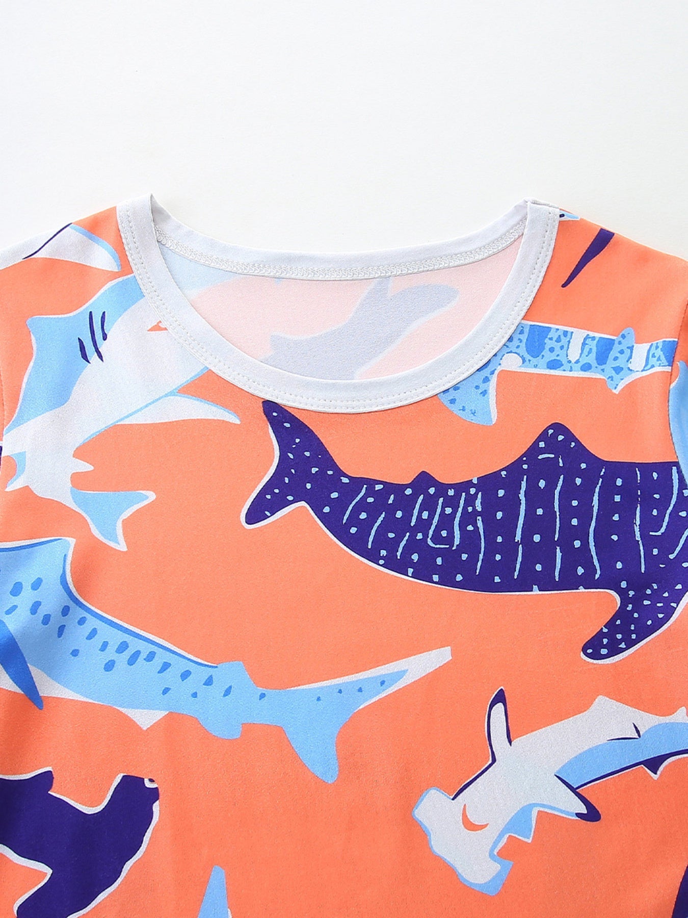 Children's Shark Print Casual Tee and Shorts Set