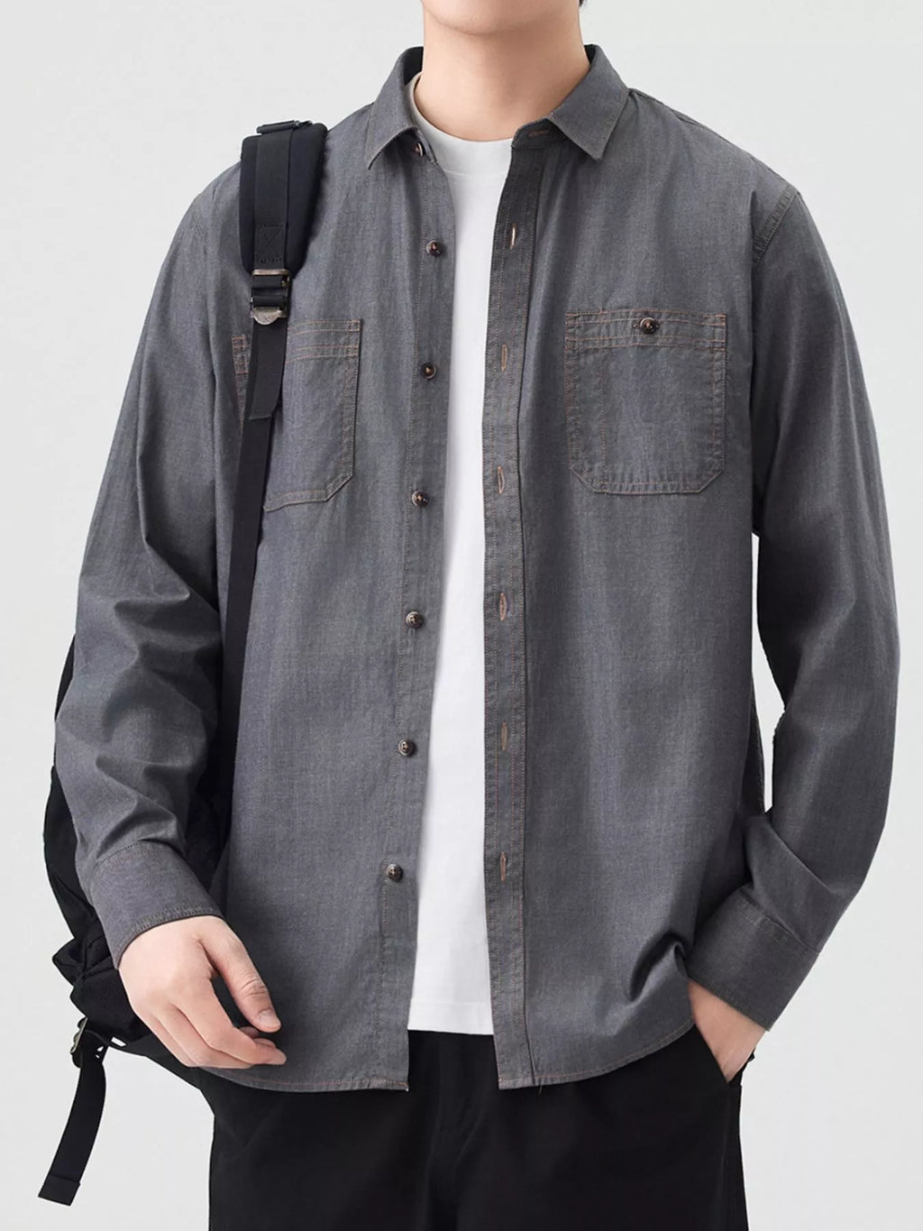 Men's Full Size Button Up Long Sleeve Shirt Plus Size
