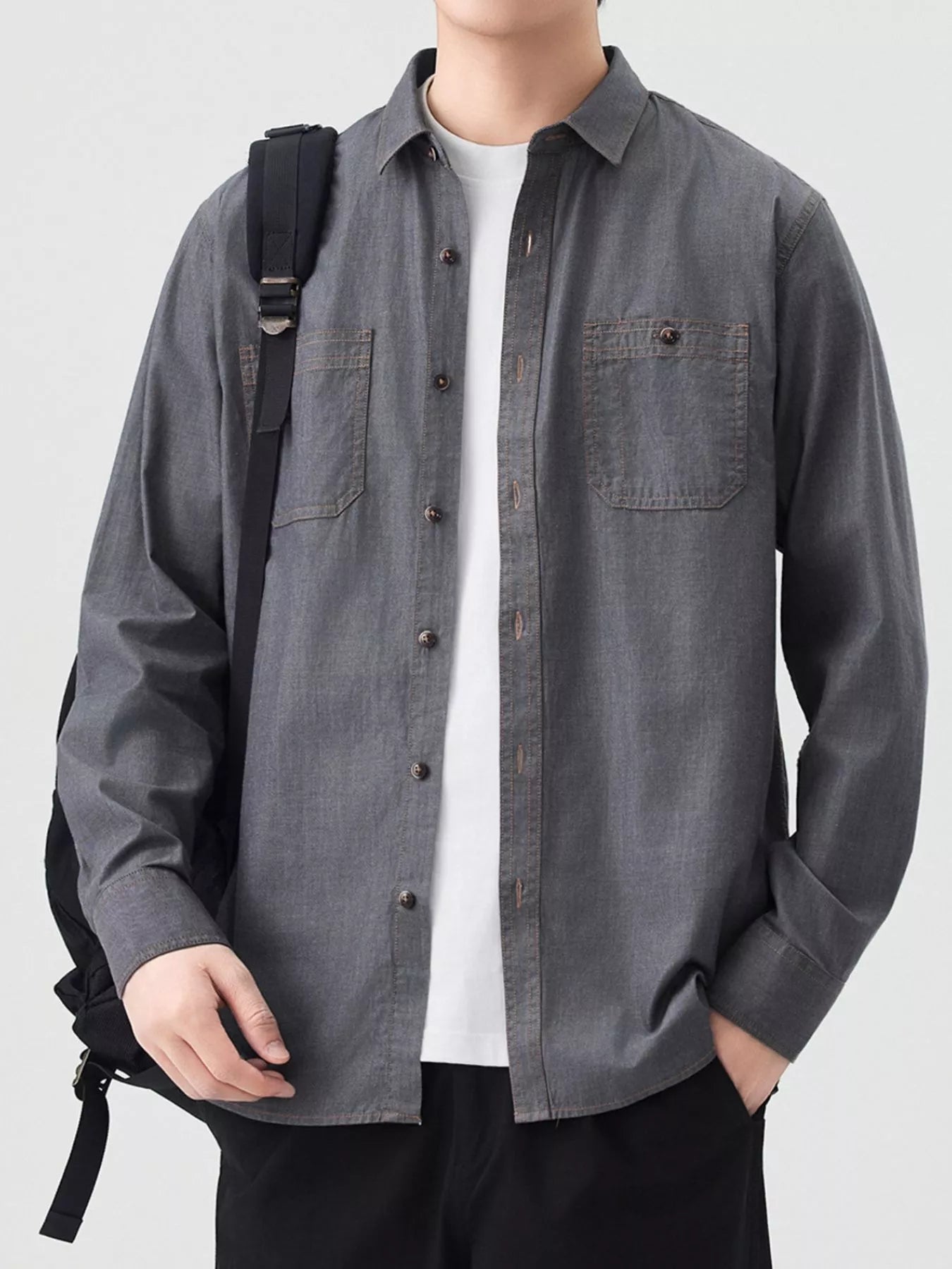 Men's Full Size Button Up Long Sleeve Shirt Plus Size