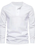 Men's Full Size Button Detail Long Sleeve Henley T-Shirt Plus Size
