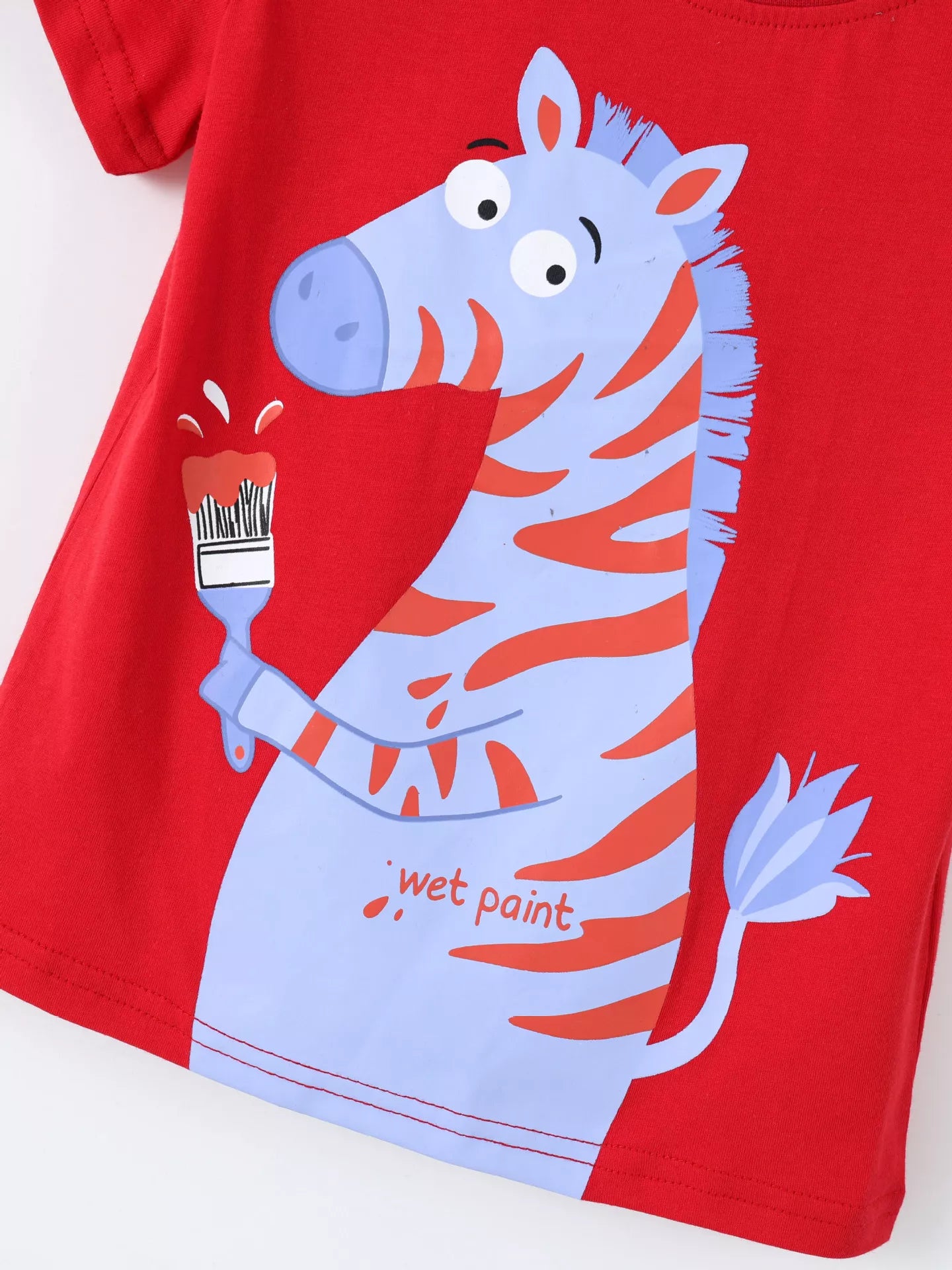 Children's Zebra Graphic Round Neck T-Shirt and Shorts Set
