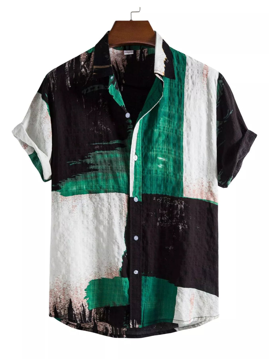 Men's Plus Size Color Block Button Up Shirt