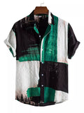 Men's Plus Size Color Block Button Up Shirt