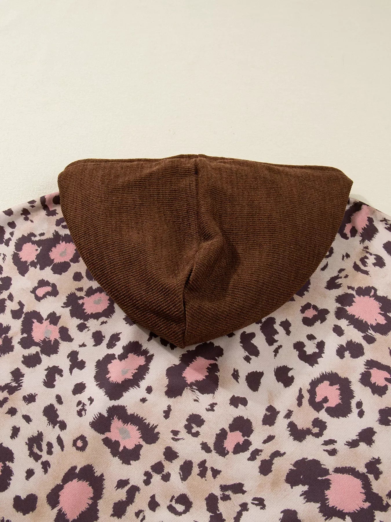 Plus Size Leopard Long Sleeve Drawstring Hoodie