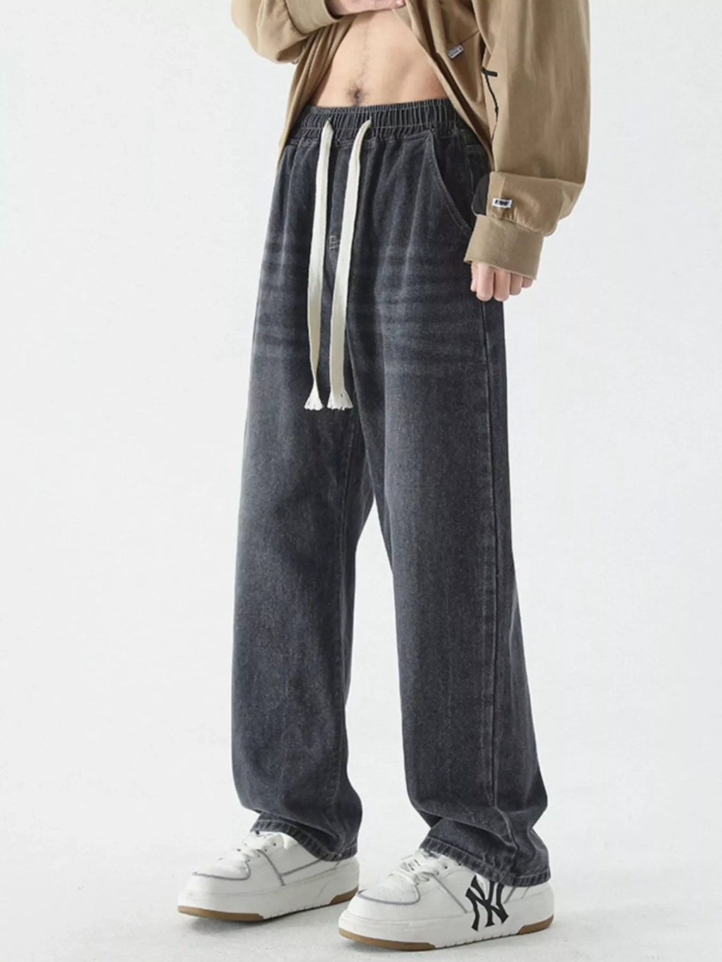 Men's Full Size Wide Leg Relaxed Fit Vintage Wash Jeans Plus Size