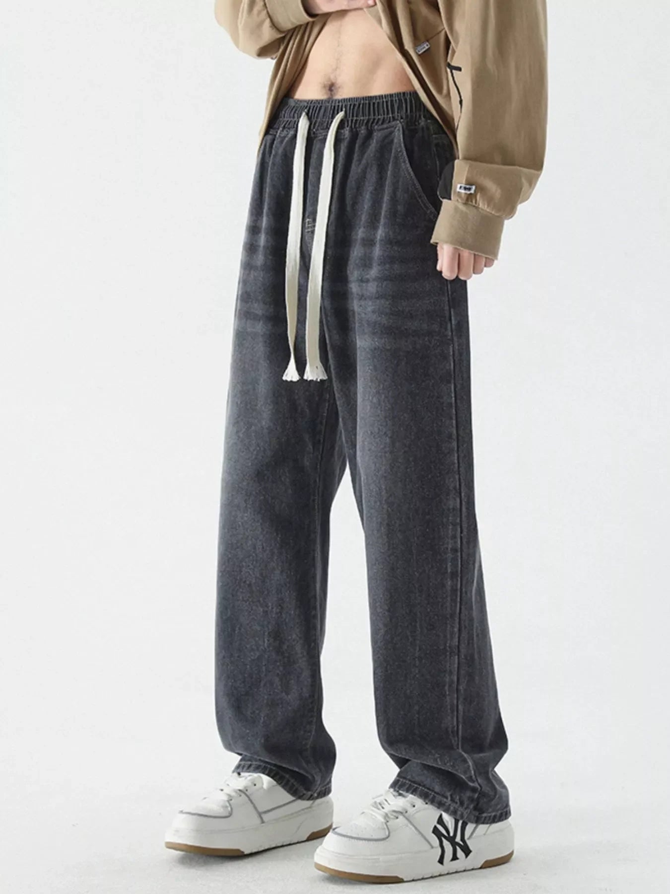 Men's Full Size Wide Leg Relaxed Fit Vintage Wash Jeans Plus Size