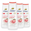 Dove Body Wash Rebalancing White Peach & Rice Milk 4 Count for Renewed Healthy Looking Skin Moisturizing Gentle Skin Cleanser with 24hr Renewing MicroMoisture 20 oz