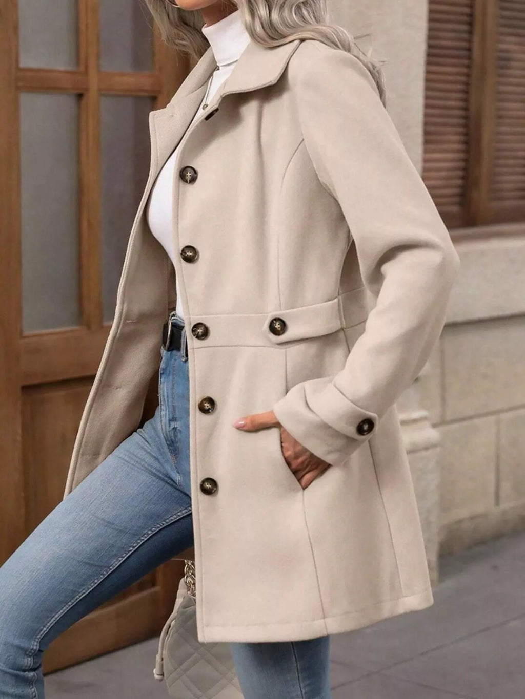 Button Up Long Sleeve Coat