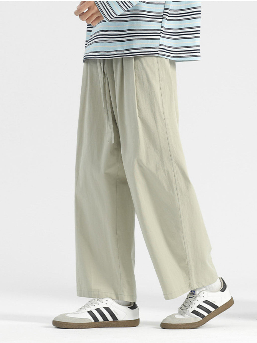 Men's Plus Size Wide Leg Drawstring Casual Pants