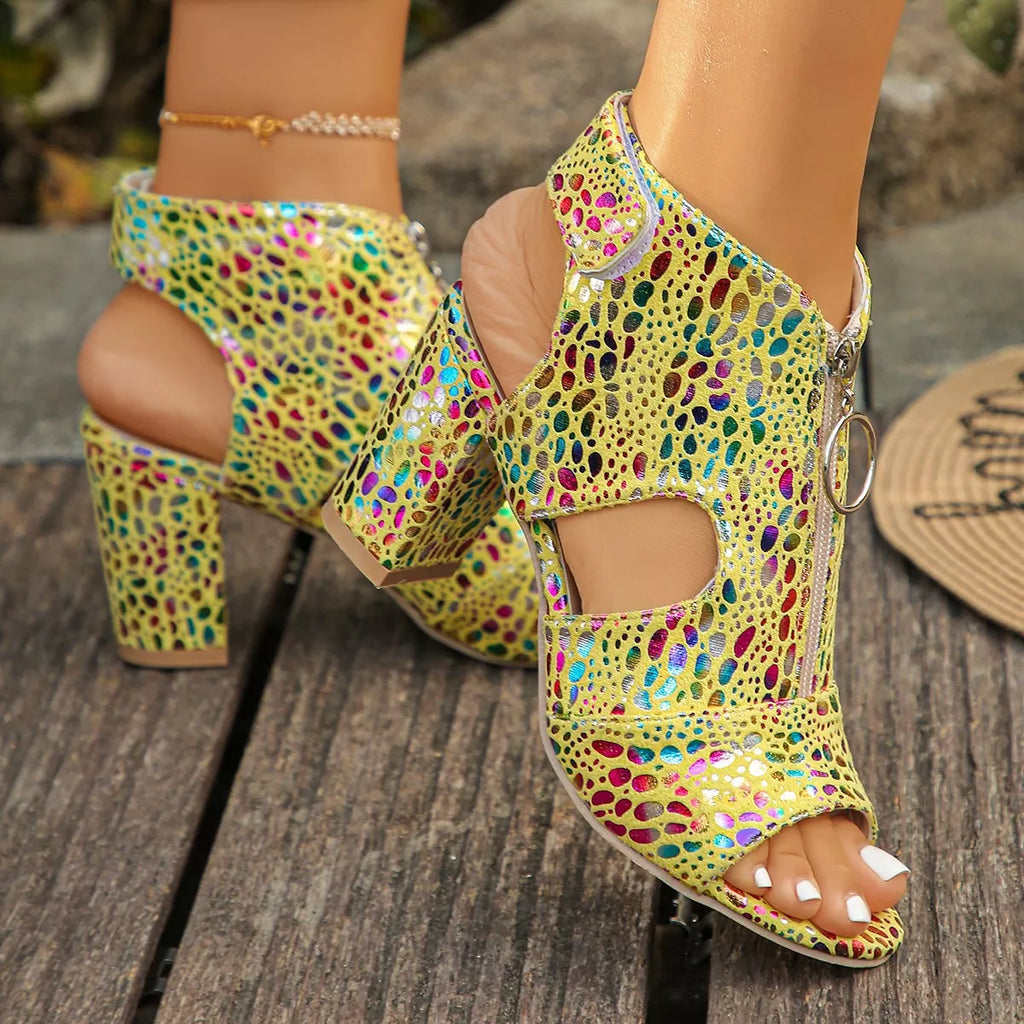 Open Toe Block Heels Sandals