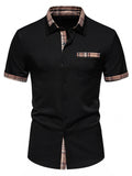 Men's Short Sleeve Plaid Trim Shirt