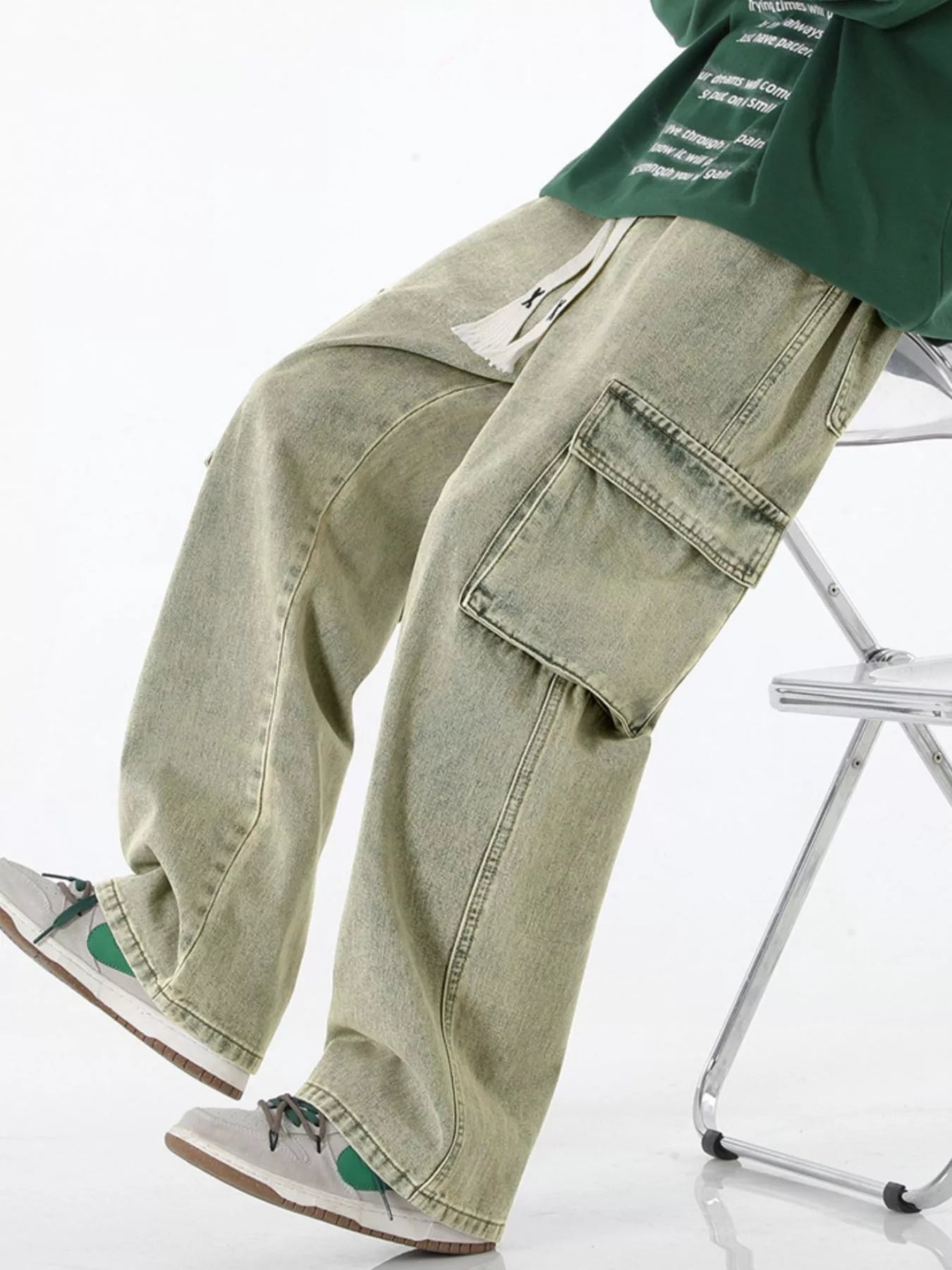 Men's Full Size Wide Leg Cargo Jeans Plus Size